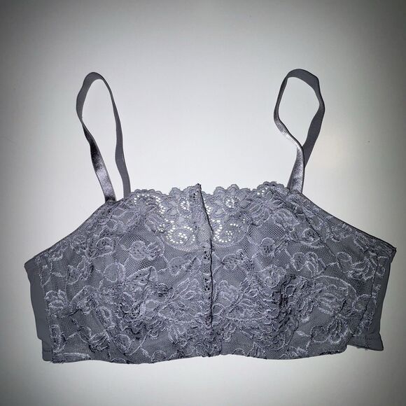 Olga Gray Pretty Lace Cami Bra Size 38D Underwire Style #35263 Smoked Pearl - Picture 3 of 10